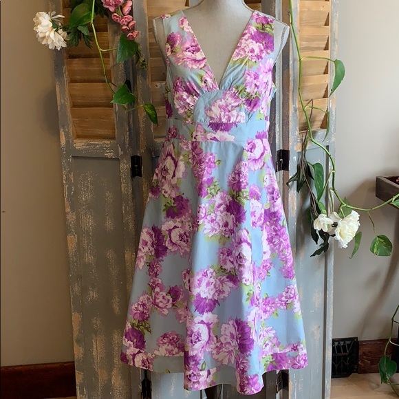Garnet Hill Peony print sleeveless empire dress